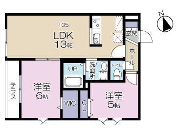 ルフレ本牧(2LDK/1階)の間取り写真