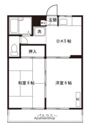 ピア永田(2DK/3階)の間取り写真
