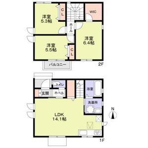 東急田園都市線 鷺沼駅 バス乗車時間：15分 不明バス停で下車 徒歩5分 2階建 築7年(3LDK)の間取り写真