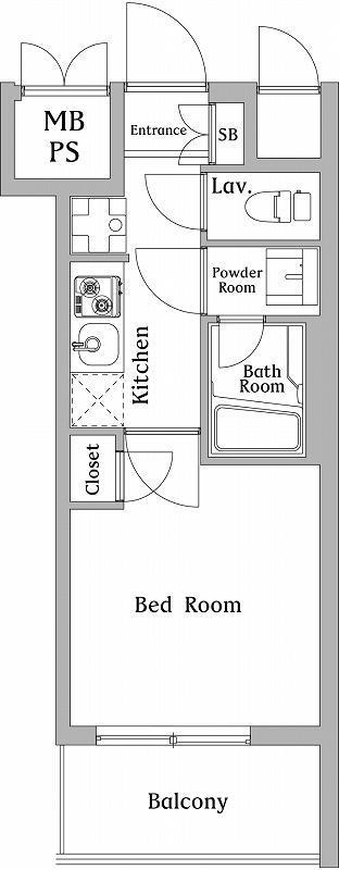 ハーモニーレジデンス川崎002(1K/13階)の間取り写真