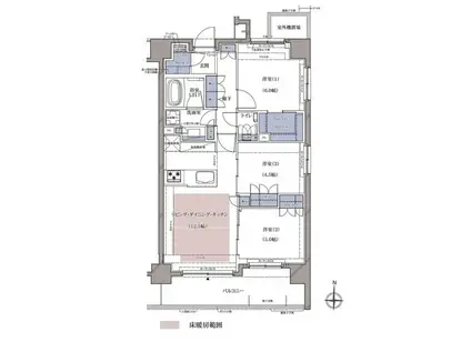 ディームス横濱青木町(3LDK/5階)の間取り写真