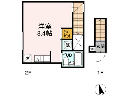 カーサアッカ(ワンルーム/2階)の間取り写真