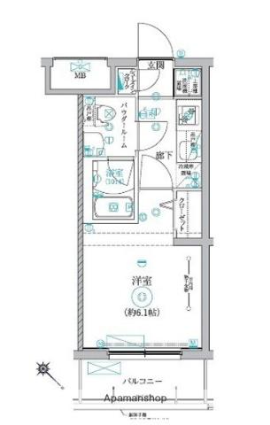RELUXIA横濱鶴見2(1K/1階)の間取り写真