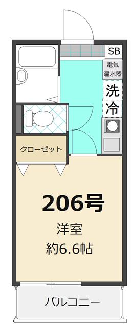 コンフォート由比ヶ浜(1K/2階)の間取り写真