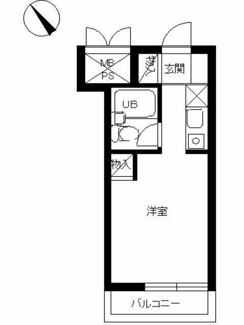 スカイコート戸塚(ワンルーム/2階)の間取り写真