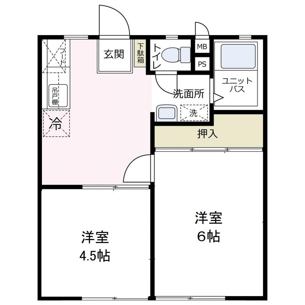 リバ-サイド清水(2DK/1階)の間取り写真