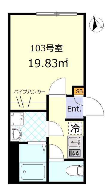 ワンネス西品川(1K/1階)の間取り写真