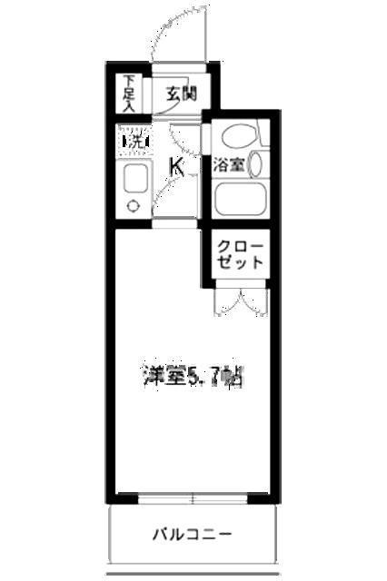 ジョイフル南林間第2(1K/1階)の間取り写真
