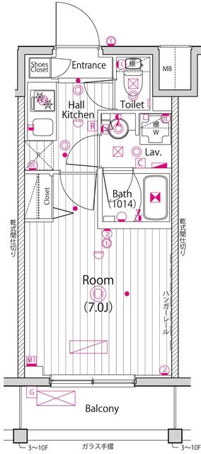 ガーラ・クレスタ横濱関内(1K/3階)の間取り写真
