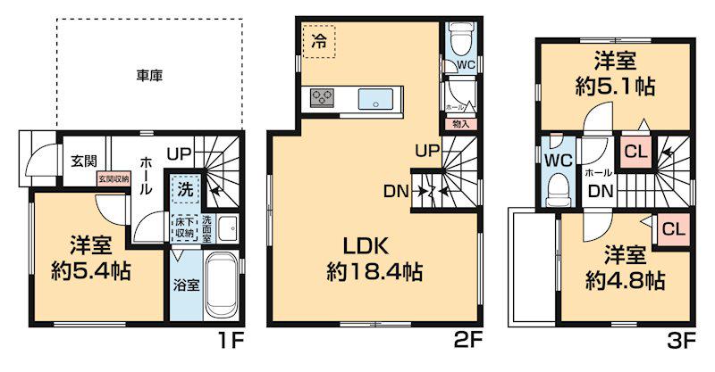 東海道本線 川崎駅 徒歩7分 3階建 築3年(3LDK)の間取り写真