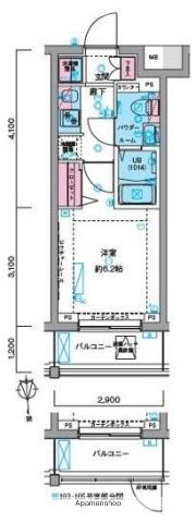 GENOVIA大崎SKYGARDENジェノヴィアオオサキスカイ(1K/1階)の間取り写真