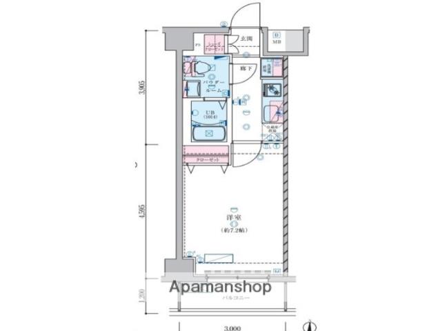 GENOVIA蒲田III SKYGARDEN(1K/3階)の間取り写真