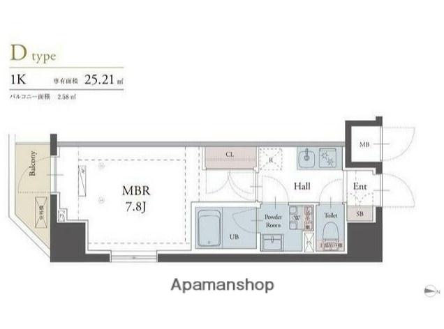 ラグゼナ平塚(1K/3階)の間取り写真