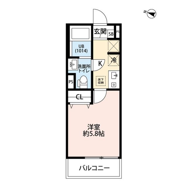 サビオ海老名(1K/1階)の間取り写真