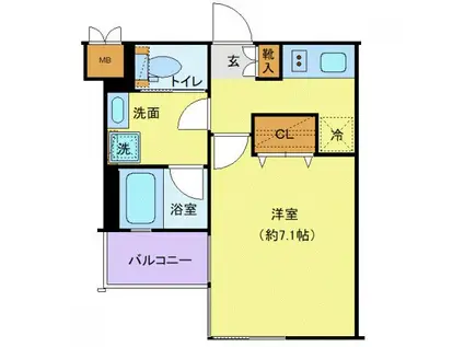 ディアレイシャス武蔵新城(1K/1階)の間取り写真