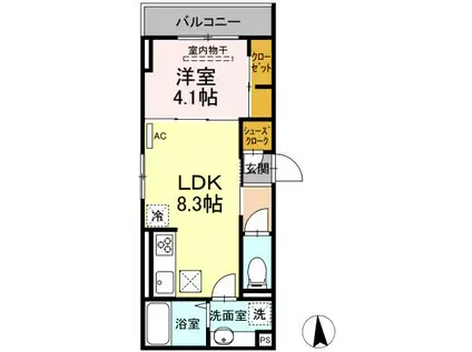 クレールIDAⅢ(1LDK/1階)の間取り写真