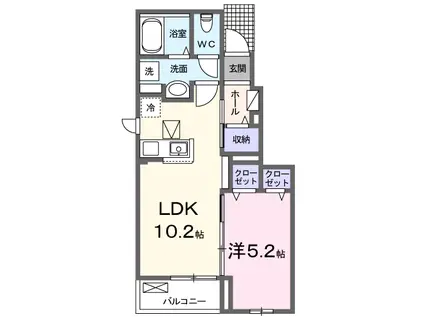 LUNA・Ⅲ(1LDK/1階)の間取り写真