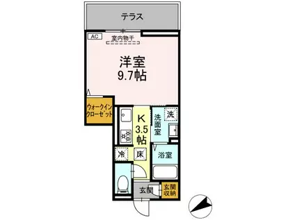 GRAND STATION宮上Ⅱ(1K/1階)の間取り写真