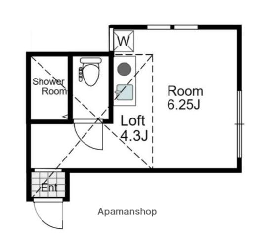 ユナイト吉野町アルバータの杜(ワンルーム/1階)の間取り写真