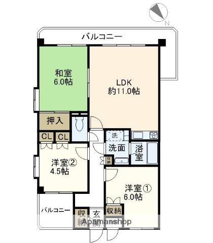 戸塚ウエスト・ウッド(3LDK/2階)の間取り写真