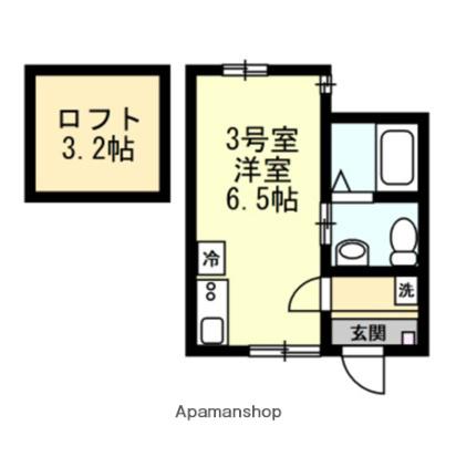 ベイルーム戸塚2号棟(ワンルーム/2階)の間取り写真