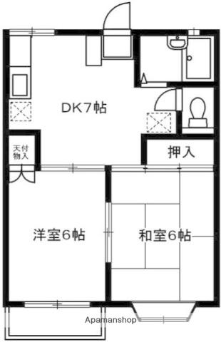 メープルハイツ(2DK/2階)の間取り写真
