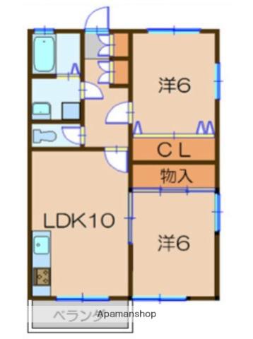 シャングリラ野島Ⅱ(2LDK/1階)の間取り写真