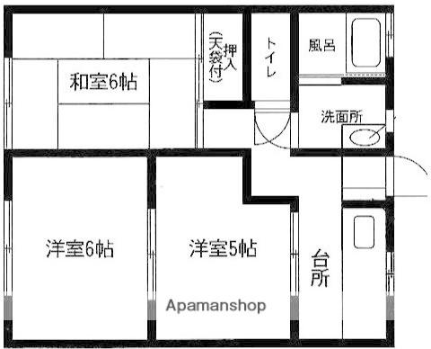 ジュネスナカタ(3K/2階)の間取り写真