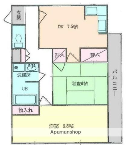 ロイヤルシャトー河原(2DK/2階)の間取り写真