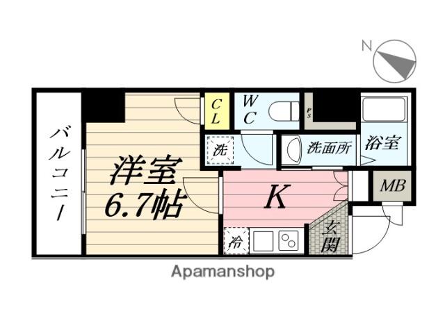 シュガール浜松町(1K/6階)の間取り写真