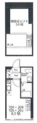 ハーミットクラブハウスアニーガーデン(ワンルーム/2階)の間取り写真