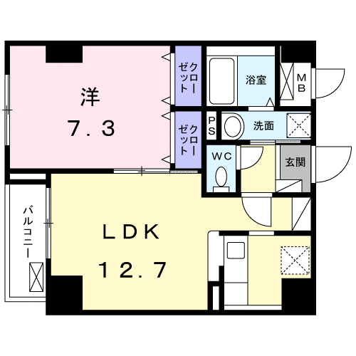 スアヴィス平塚宝町(1LDK/2階)の間取り写真