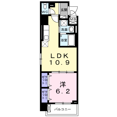 スアヴィス平塚宝町(1LDK/5階)の間取り写真