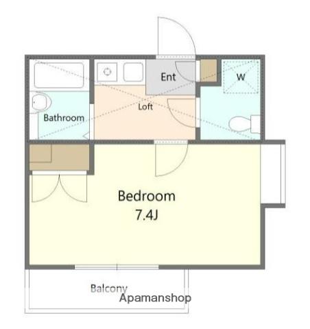 アヴェニール本厚木(1K/1階)の間取り写真