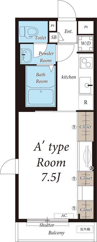 リブリ・アリエッタ アサミ(1K/1階)の間取り写真