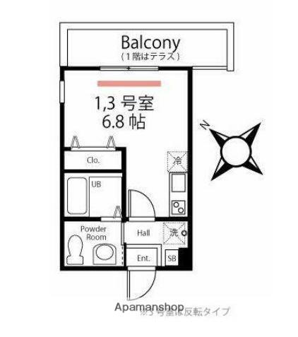 ハーミットクラブハウス プティバッセ1(ワンルーム/3階)の間取り写真