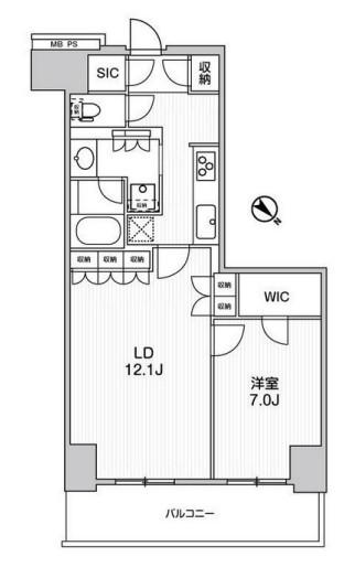 WORVE横浜伊勢佐木町(1LDK/3階)の間取り写真