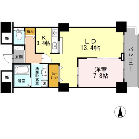 品川シーサイドビュータワー2(1LDK/4階)の間取り写真