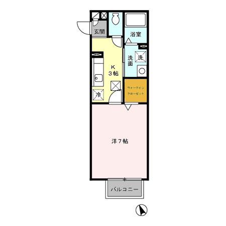 ドルフ花みずきK(1K/1階)の間取り写真