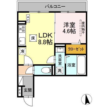 D PAINA 日吉本町Ⅱ(1LDK/1階)の間取り写真