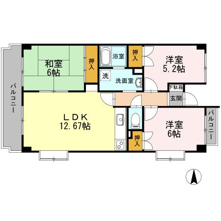 ウエストヒル湘南弐番館(3LDK/5階)の間取り写真