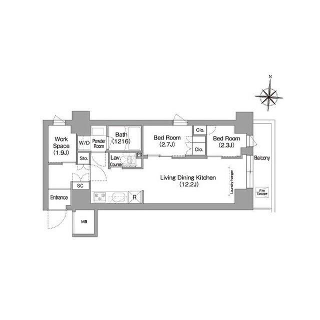 コンフォリア・リヴ南品川(2LDK/10階)の間取り写真