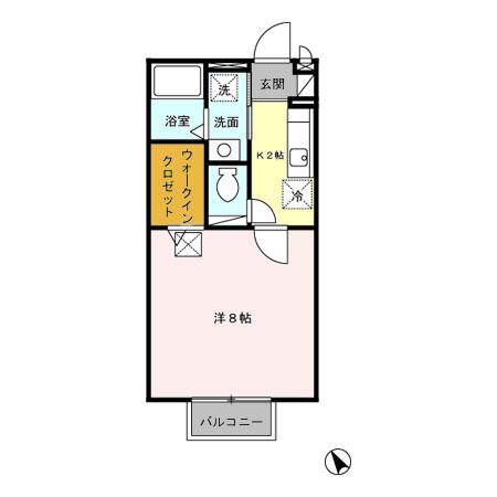 グリーンハウスA(1K/1階)の間取り写真