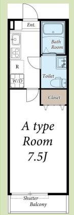 Wレジデンス1ST(1K/1階)の間取り写真