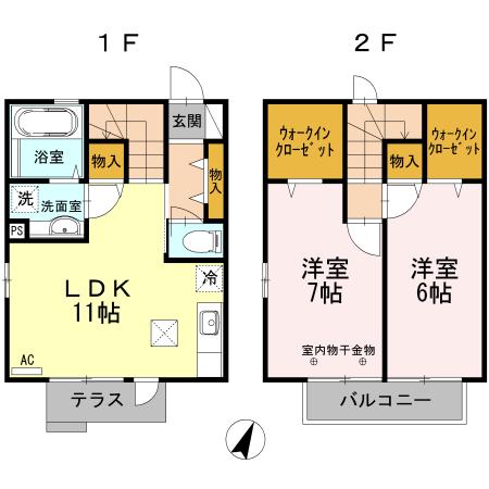 フェリオ(2LDK/1階)の間取り写真