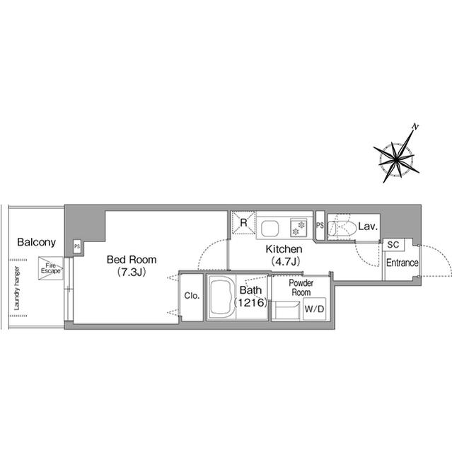 コンフォリア・リヴ関内(1K/2階)の間取り写真