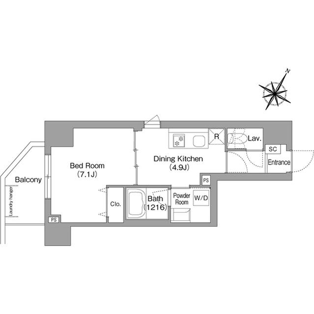 コンフォリア・リヴ関内(1DK/10階)の間取り写真