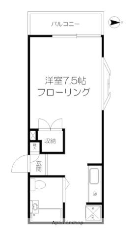 アペックス戸塚B棟(ワンルーム/1階)の間取り写真