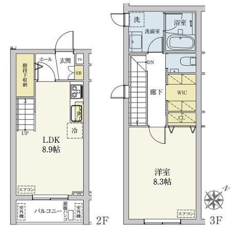 カスタリア旗の台(1LDK/2階)の間取り写真