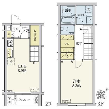 カスタリア旗の台(1LDK/2階)の間取り写真